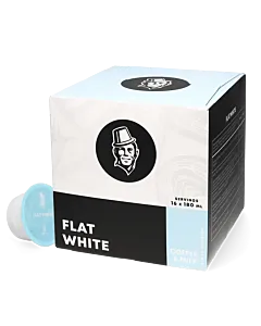 Kaffekapslen Flat White package and capsule for Dolce Gusto

